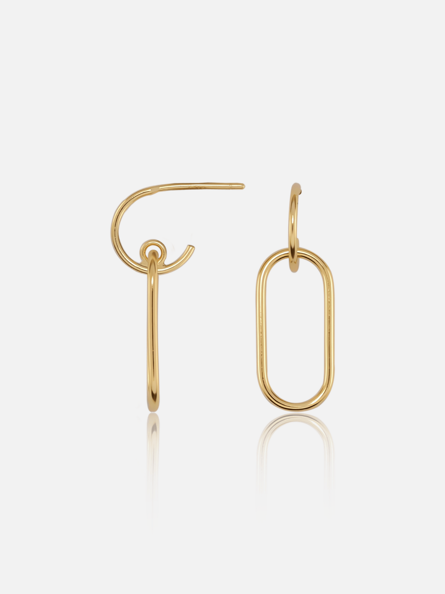 Minimalist Oval Drop Hoop Earrings
