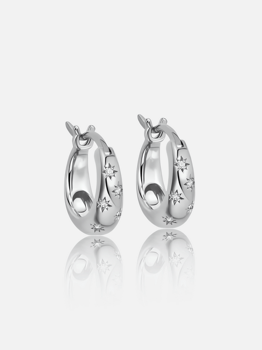 Starry Chunky Hoop Earrings